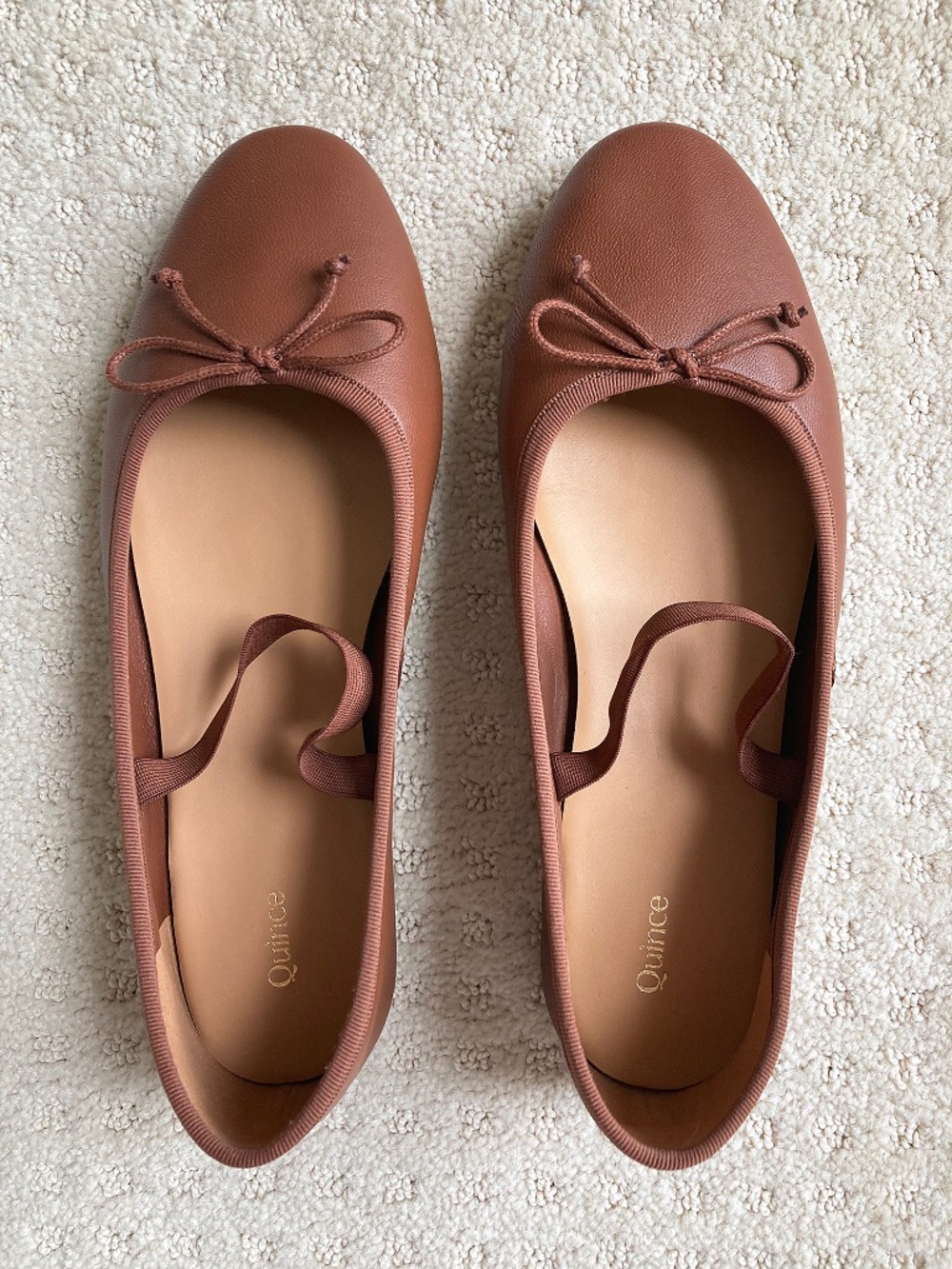 NWOB Quince Italian Leather Mary-Jane Ballet Flat in Cognac - 9
